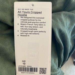 NEW WITH TAGS Lululemon Cropped Hoodie
